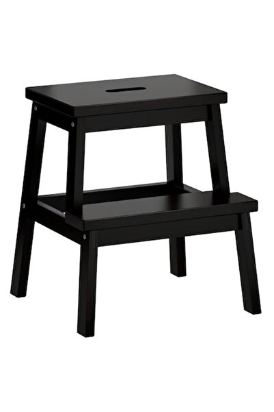 TRINAR Wooden high stool, 2-step, height 50 cm, black, multifunctional
