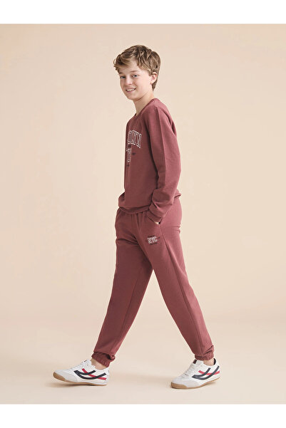 LC Waikiki Φούτερ LCW Kids καφέ ελαστική μέση για αγόρια Jogger