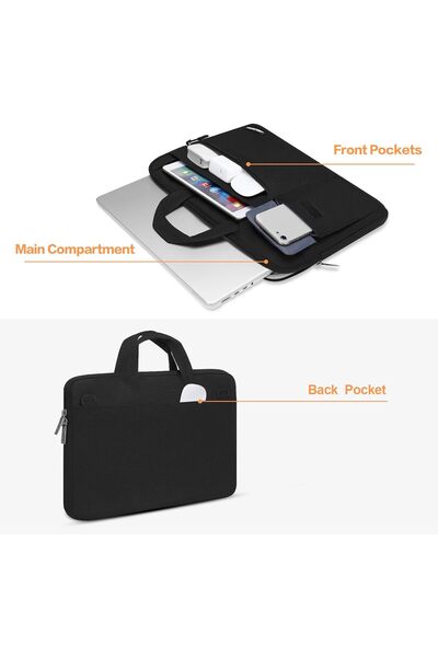 Mosiso Laptop Shoulder Bag Flapover Briefcase Sleeve, 15-15.6 Inch, Black