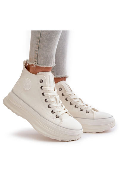 Big Star Shoes Women's Platform Sneakers Made of Leather Big Star OO274064 White 39