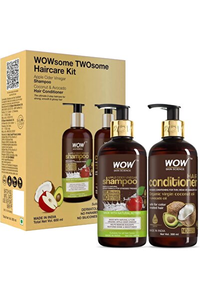 WOW Skin Science WOW Apple Cider Vinegar Shampoo & Conditioner Pack, Paraben & Sulfate Free, 600 ml