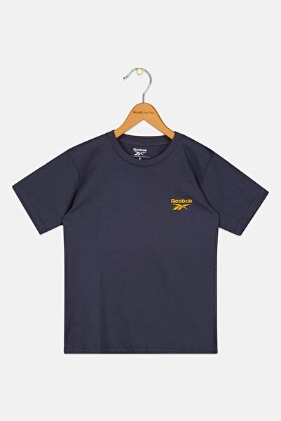 Reebok تي شيرت خارجي بأكمام قصيرة للأولاد الصغار، أزرق داكن