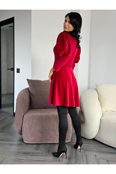 RAMONA BADESCU EXCLUSIVE Women's velvet dress - short bell-shaped dress with puff sleeves