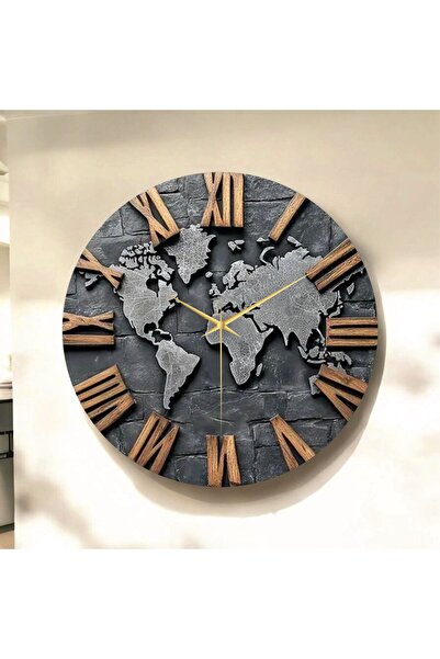 AA Shop Dünya Harita Roma Rakam Renkli Baskı Desenli Yılbaşı Hediyelik Ahşap ...