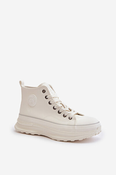 Big Star Shoes Women's Platform Sneakers Made of Leather Big Star OO274064 White 39