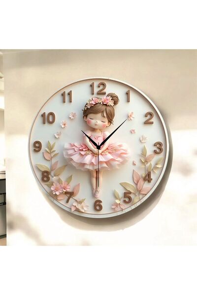 AA Shop Çocuk Bebek Renkli Baskı Desenli Sayılı Yılbaşı Hediyelik Ahşap Sessiz Tablo Duvar Saati