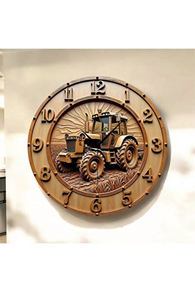 AA Shop Çiftçi Traktör Renkli Baskı Desenli Sayılı Yılbaşı Hediyelik Ahşap Se...