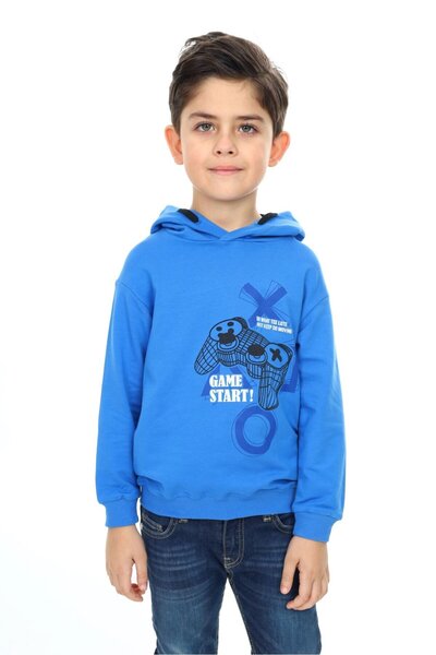 Toontoy Saks Boy's Relax Fit Φούτερ με κουκούλα και τσέπες, με στάμπα και ανο...