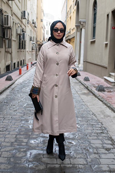 Nihle MAHZA EKOSE ASTAR DETAYLI YENİ SEZON 120 CM MEVSİMLİK TRENÇKOT 7667