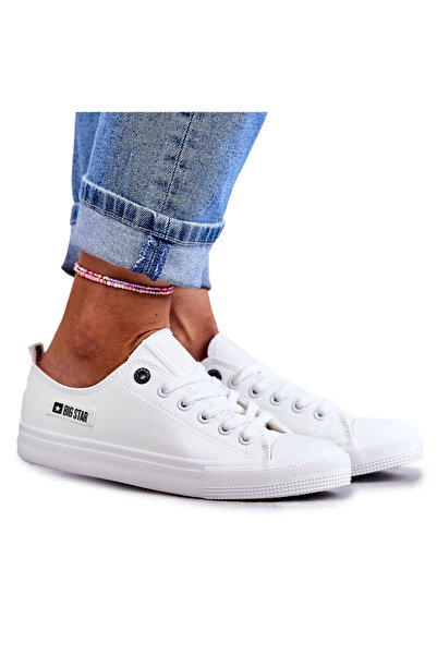 Big Star Shoes Adidaje cu piele joasă pentru femei Big Star KK274010 Alb 41