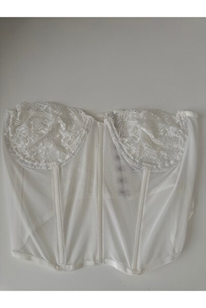 HELEBEK Beyaz dantelli büstiyer