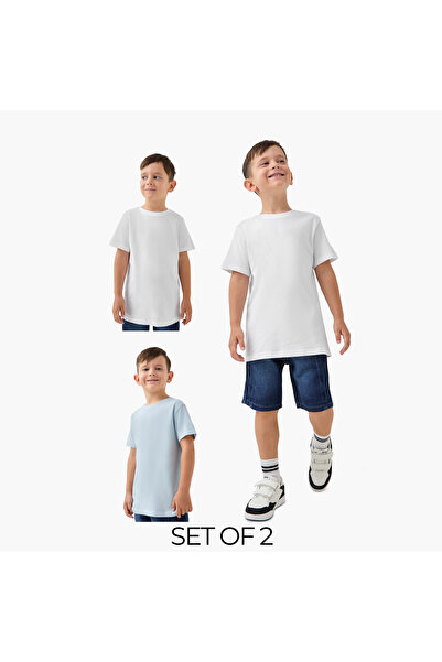 Juniors Solid T-shirt with Crew Neck and Short Sleeves - Set of 2