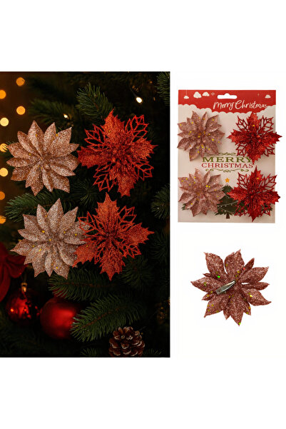 First Choice Christmas Tree Ornaments 4/set, 9cm with Glitter, Assorted Colors