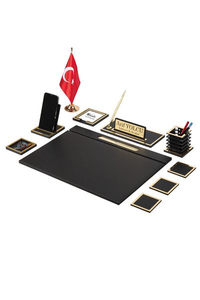 Makroofis Lina Gold Sümen Takımı 10 Parça Siyah Full Set