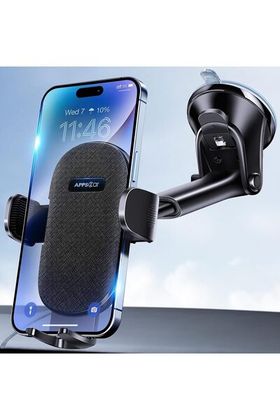 APPS2Car Car Phone Holder - Dashboard/Windshield Suction Mount, 360° Rotating, iPhone/Android