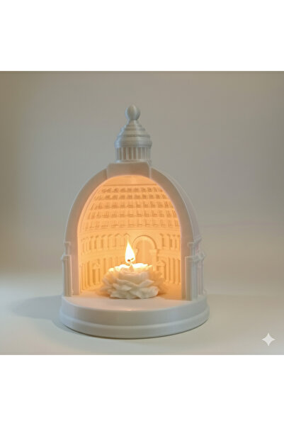 tabboa شمعدان قبة رومانية شامل شمعة الوردة