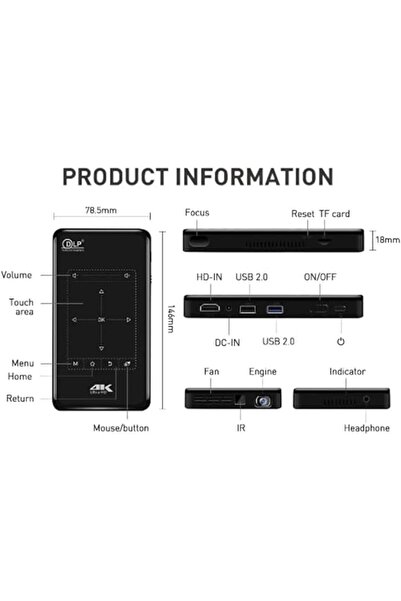 Generic Borregoo Portable Mini Smart Projector P09 - 4K ULTRA HD