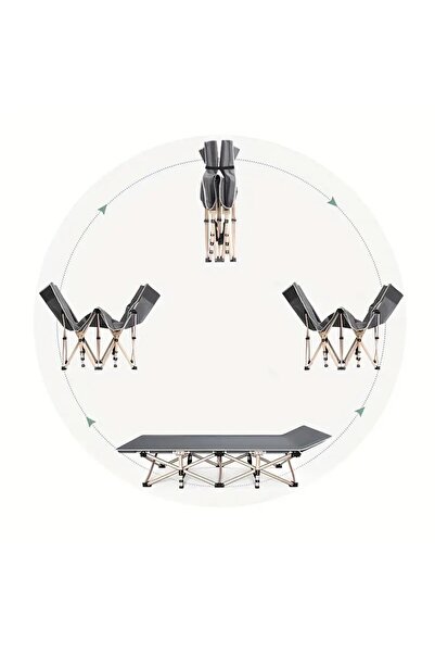 Snooe سرير تخييم رمادي قابل للطي محمول للتخييم في الهواء الطلق للبالغين