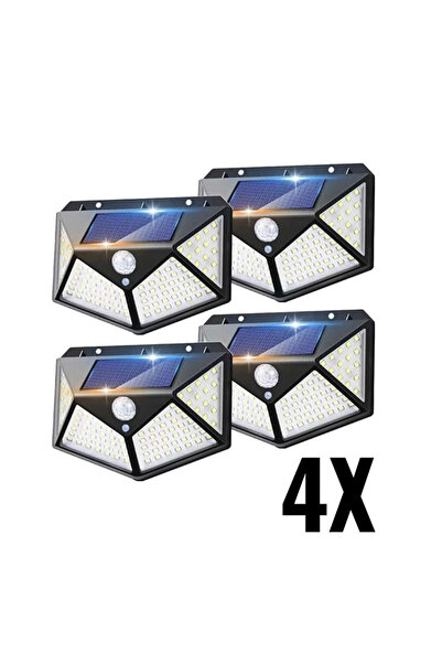 Practic si Curat 4 x Solar Lamps 100 LEDs with Motion Sensor, New Model, Waterproof, 3 Modes