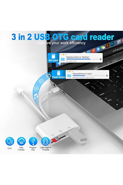 Generic Loydia 3-in-1 SD/MicroSD Card Reader (USB-C / Apple Connector) for iPhone/iPad/USB-C Devices