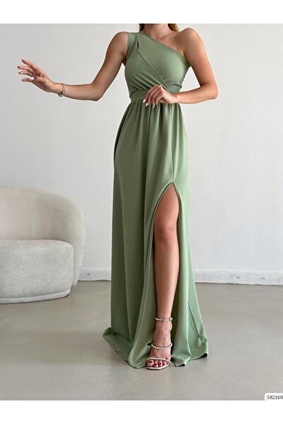 Modafeminen Rochie lungă cu un singur umăr din țesătură creponată importată 5...