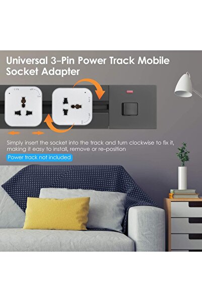 Generic MCO 3-Pin Universal Track Power Socket with Silver Adapter