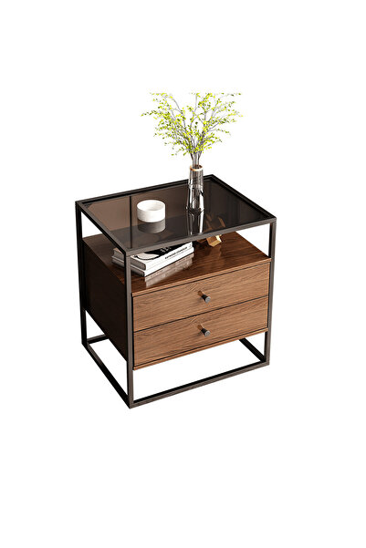 Zztcmp طاولة جانبية، طاولة بجانب السرير مع درج، 50 * 40 * 53 سم طاولة قهوة لأريكة غرفة المعيشة