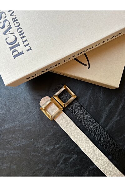 LİA KEMER 2-Piece Gold Square Patterned Buckle Belt Waist Belt Coat Belt Dres...