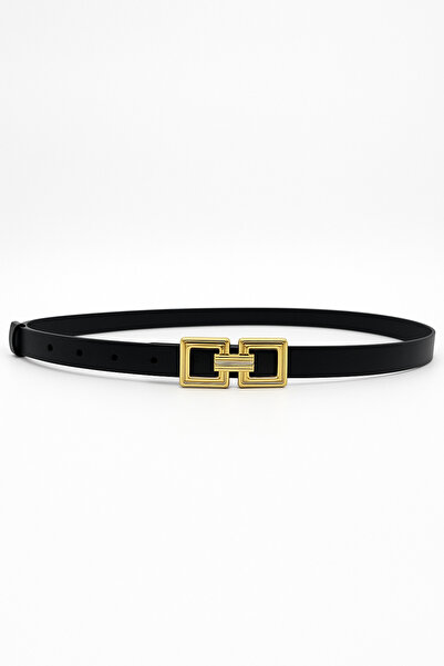 UCCELLO Curea neagră subțire din piele artificială pentru femei – Model elega...