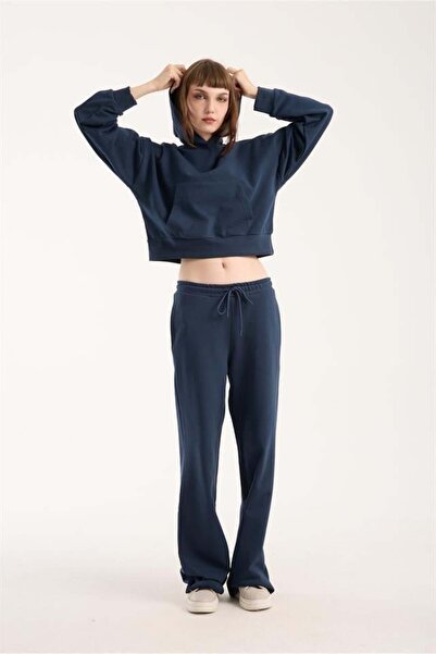 Store 100% Cotton Women's Hooded Pocket Sweatshirt + Pants Set (2 Pieces)