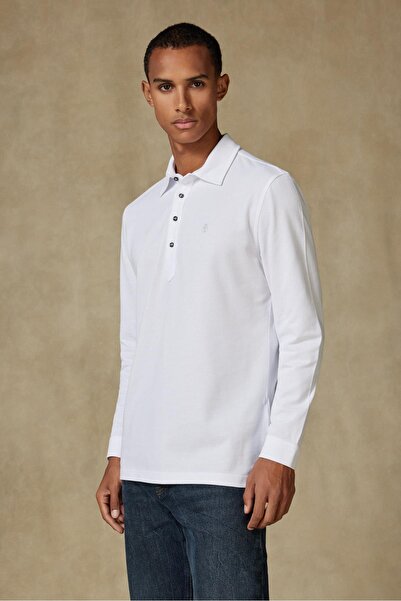 Abbate Tricou polo pentru bărbați, din bumbac, cu guler polo, alb, confortabil, Castle Pike