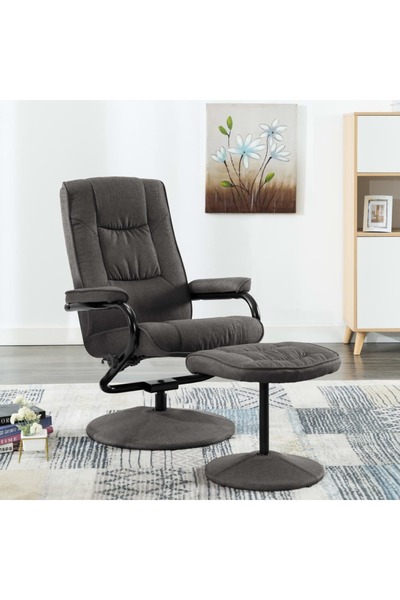 vidaxl كرسي استرخاء مع مسند للقدمين من القماش الرمادي الداكن