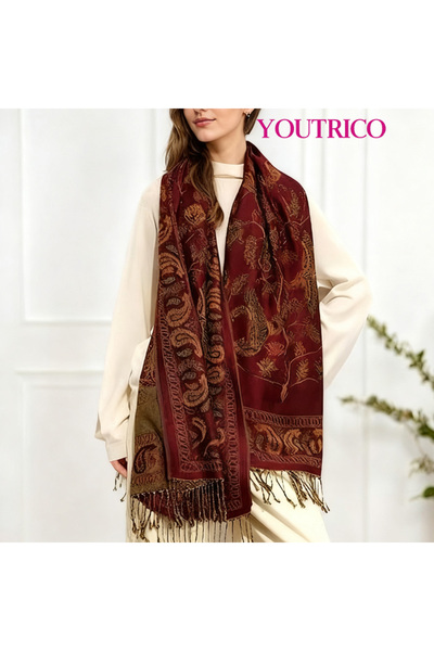 Youtrico Women Double-sided scarf, evening dresses, exotic style scarf,all seasons, paisley tassel design