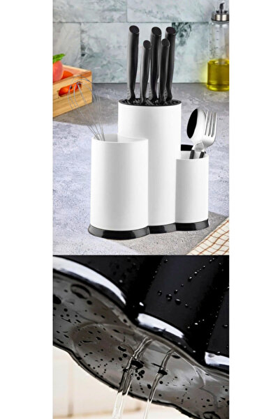 Penthouse 3-Compartment Countertop Divided Spoon Knife Stand - Multi-Purpose Organizer