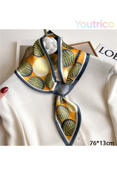 Youtrico وشاح حريري بتصميم قطري مثقب 76*13 سم، إكسسوار عصري متعدد الاستخدامات...