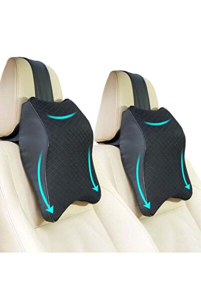 Arabest Ergonomic Design Car Headrest Pillow, Support Pillow for Neck Pain Relief (Black 2pcs)