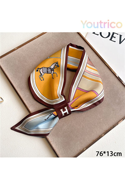 Youtrico وشاح حريري بتصميم قطري مثقب 76*13 سم، إكسسوار عصري متعدد الاستخدامات...