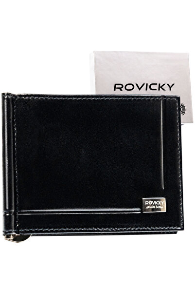 Other Portofel din piele Rovicky® negru RFID cu clips pentru bani
