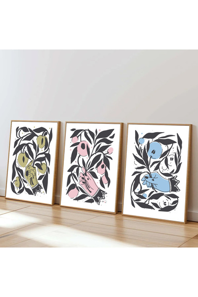 Dekorsiahome Σετ τραπεζιού κουζίνας σαλονιού 3 τεμαχίων με ξύλινο σκελετό SET...