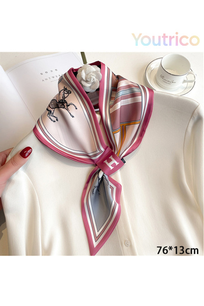 Youtrico وشاح حريري بتصميم قطري مثقب 76*13 سم، إكسسوار عصري متعدد الاستخدامات...