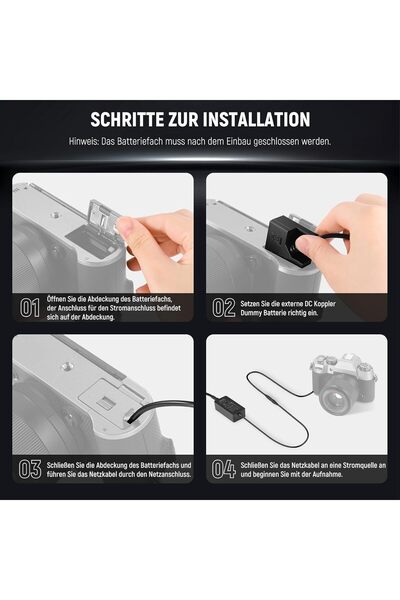 NEEWER NP-W126 dummy charger, dummy battery with continuous charging adapter, black color