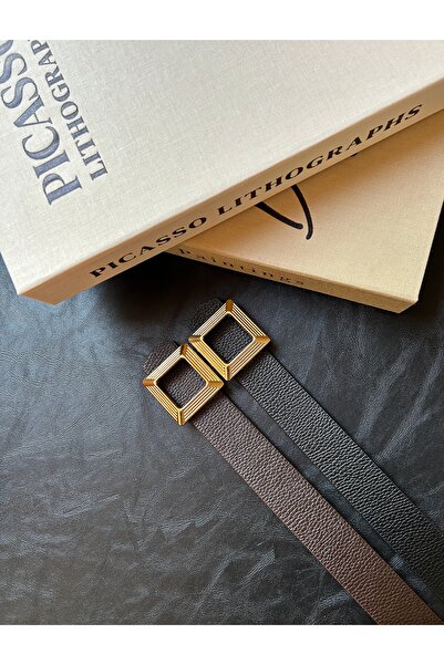 LİA KEMER 2 bucăți curea cu cataramă cu model pătrat auriu, curea pentru tali...