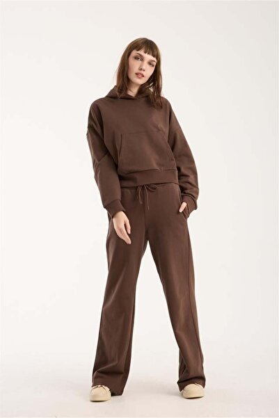 Store 100% Cotton Women's Hooded Pocket Sweatshirt + Pants Set (2 Pieces)