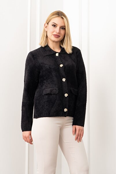 MissVina Ornamental Pocket Cover Wool Plush Coat Cardigan 4560