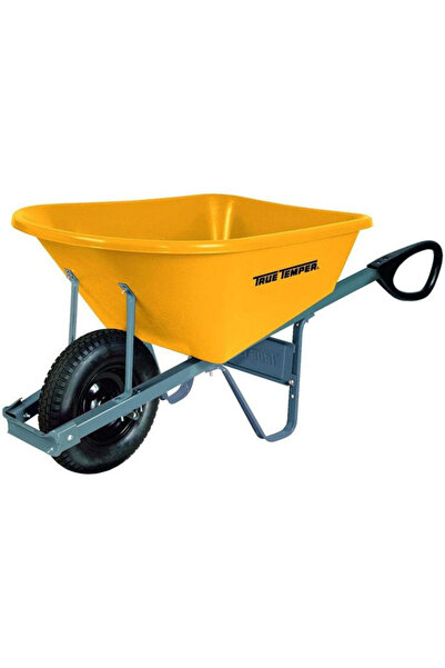 True Temper عربة يدوية متينة من البولي إيثيلين ذات تحكم فائق 6 قدم مكعب