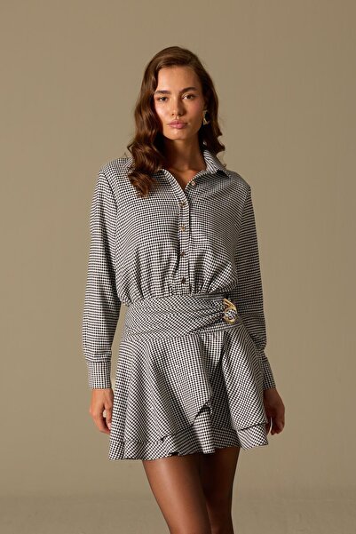 NOK İSTANBUL Timeless Touch Mini Dress Plaid Pattern