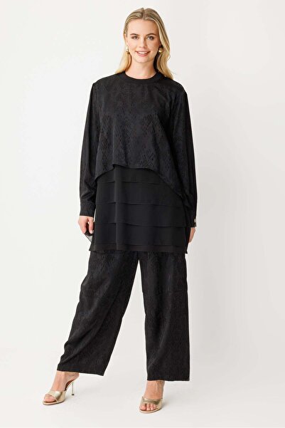 Ghisa Şifon Kumaş Mixli Takım SİYAH