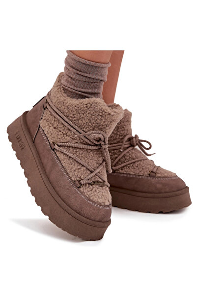 Big Star Shoes Bocanci De Zăpadă Femei Pe Platformă Cu Blană SS274112 Maro 39