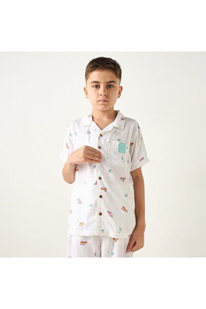 Juniors Palm Print Shirt and Shorts Set
