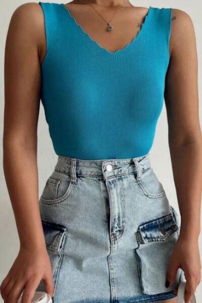 THIFF GYMWEAR Women's Sleeveless Thick Strap Thin Summer Stair Collar Knitwear Tank Top